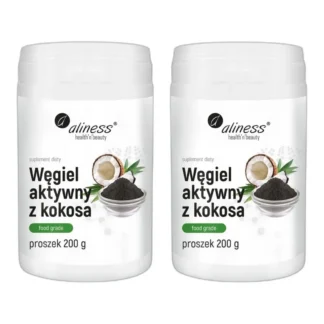 2x Aliness WĘGIEL AKTYWNY z kokosa w proszku 200 g Komfort trawienny Jelita — zdjęcie 1