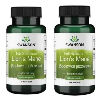 2x SWANSON LION'S MANE Soplówka Jeżowata 500 mg 60 kaps PAMIĘĆ KONCENTRACJA — zdjęcie 1
