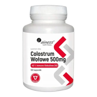 Aliness Colostrum wołowe IG 40% 500 mg 100 kaps. układ oddechowy i krążenia — zdjęcie 1