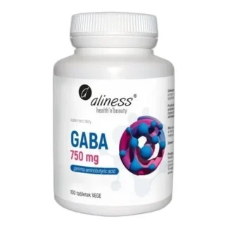 Aliness GABA 750 mg Kwas gamma-aminomasłowy DOBRY SEN RELAKS UKŁAD NERWOWY — zdjęcie 1