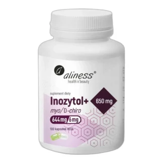 Aliness INOZYTOL Inositol WITAMINA B8 650 mg Myo D-Chiro 100 kap STRES PCOS — zdjęcie 1