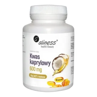 Aliness KWAS KAPRYLOWY dieta KETO OLEJ MCT ENERGIA CANDIDA JELITA 90 KAPS — zdjęcie 1
