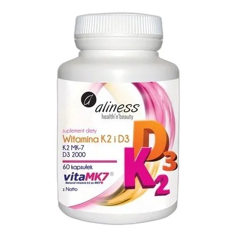 Aliness Natural WITAMINA K2 MK-7 NATTO + D3 2000 IU Krzepnięcie krwi Kości — zdjęcie 2