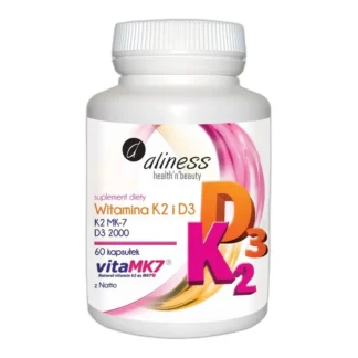 Aliness Natural WITAMINA K2 MK-7 NATTO + D3 2000 IU Krzepnięcie krwi Kości — zdjęcie 1
