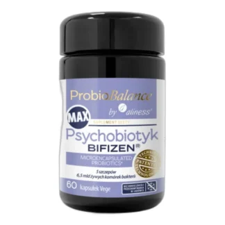 ALINESS ProbioBalance MAX PSYCHOBIOTYK BIFIZEN 6,5 mld 60 kaps. JELITA MÓZG — zdjęcie 1