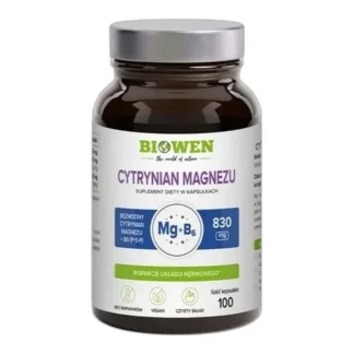 Biowen CYTRYNIAN MAGNEZU 825 mg + B6 Mięśnie SKURCZE SERCE 100 kaps MAGNEZ — zdjęcie 1