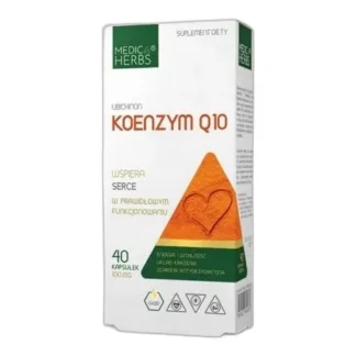 Medica Herbs KOENZYM Q10 Ubichinon 100mg 40 kap Serce Energia MŁODOŚĆ skóra — zdjęcie 1