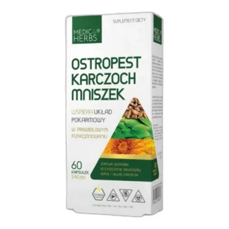 OSTROPEST KARCZOCH MNISZEK 60 kaps ZDROWA WĄTROBA Trawienie Medica Herbs — zdjęcie 1
