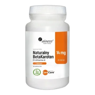 WITAMINA A Beta Karoten 14 mg 100 tabl PIGMENTACJA SKÓRY Opalenizna ALINESS — zdjęcie 1